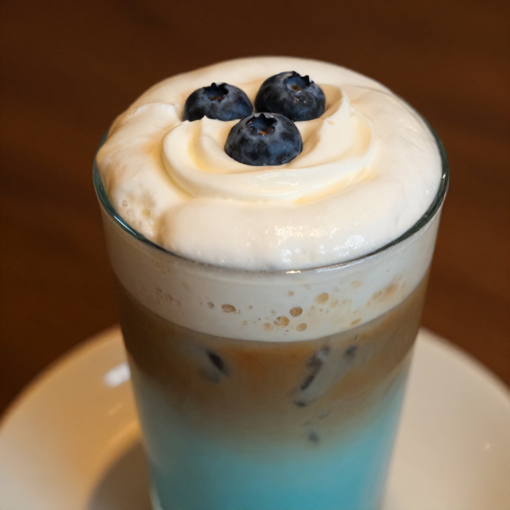 Iced Blue Tea Latte with Vanilla Cold Foam