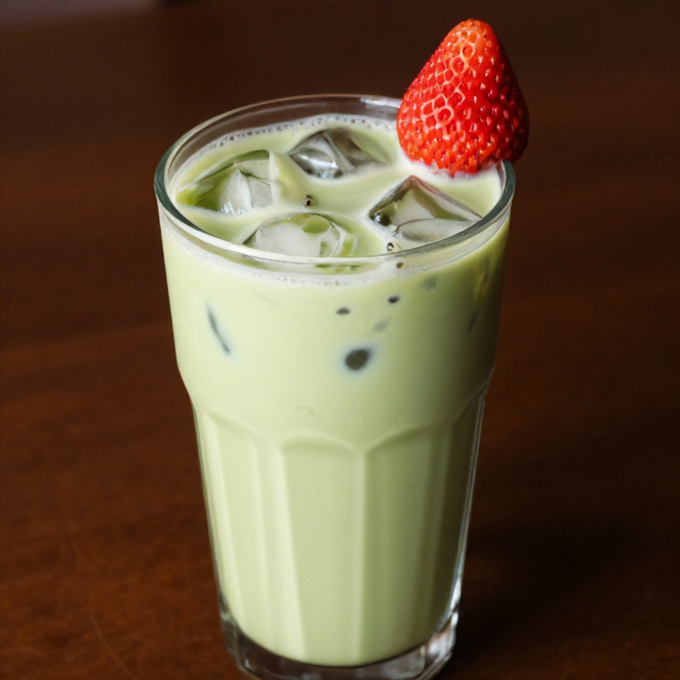 iced matcha strawberry latte