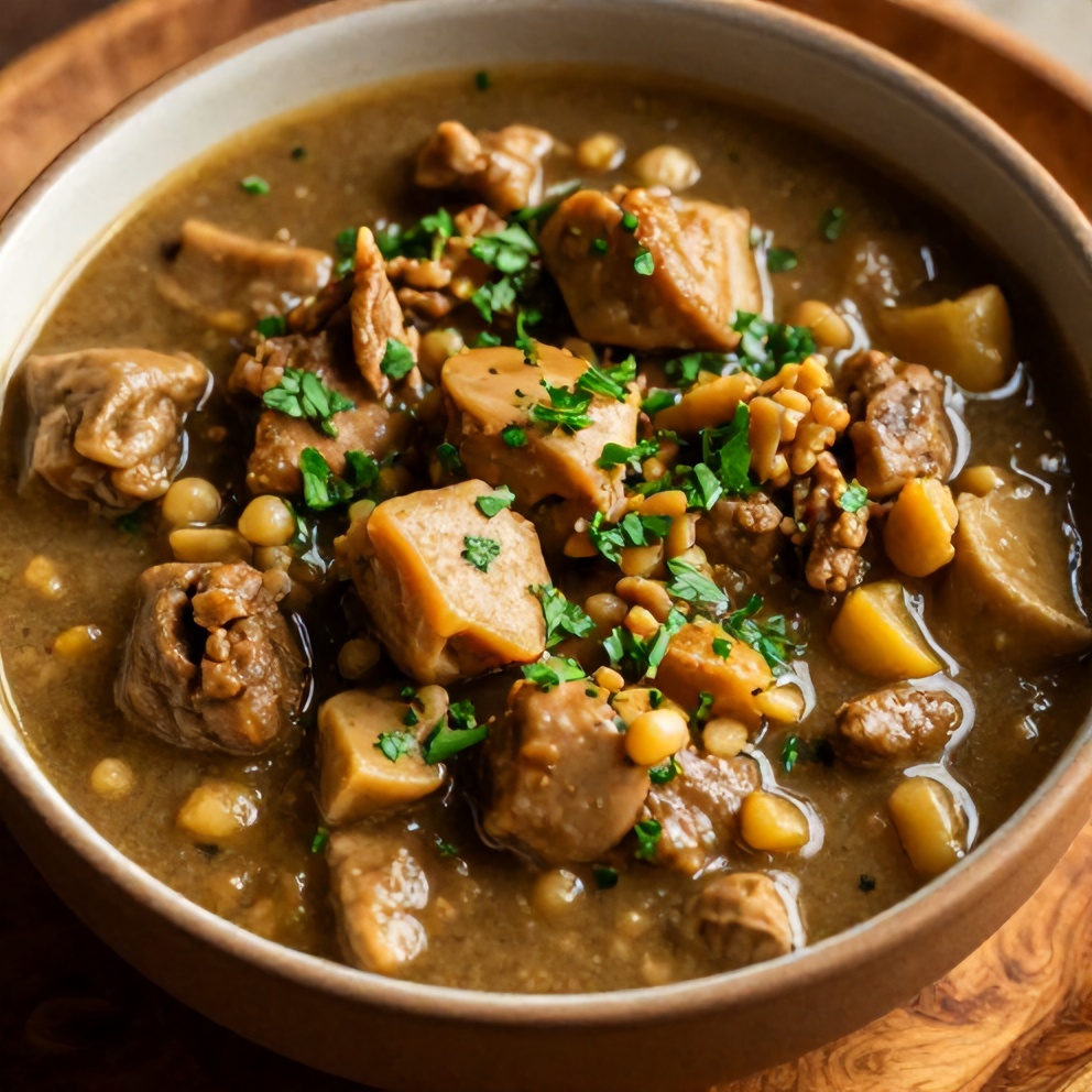 Bowl of Irish Vegetarian Stew with crusty bread