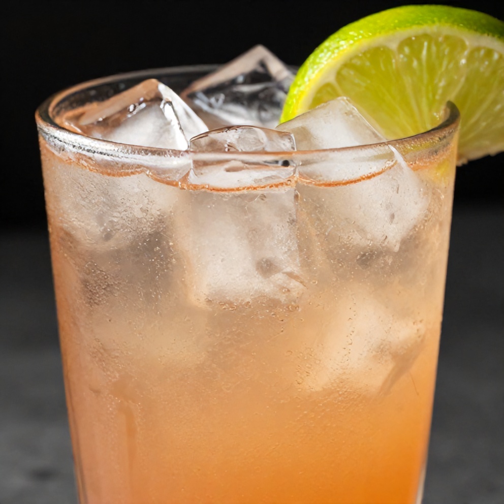 Glass of Keto Hibiscus Lime Sparkling Water with a lime wedge
