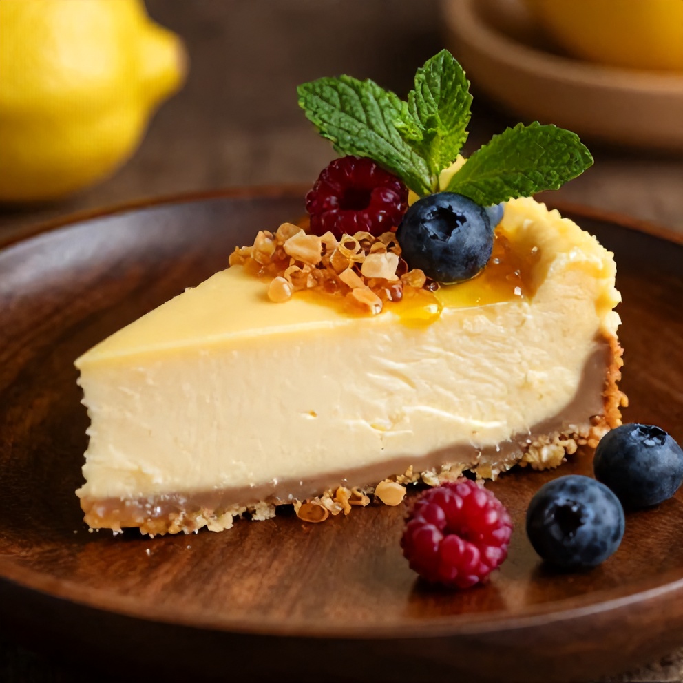 Lemon Lavender Cheesecake with Honeycomb Topping