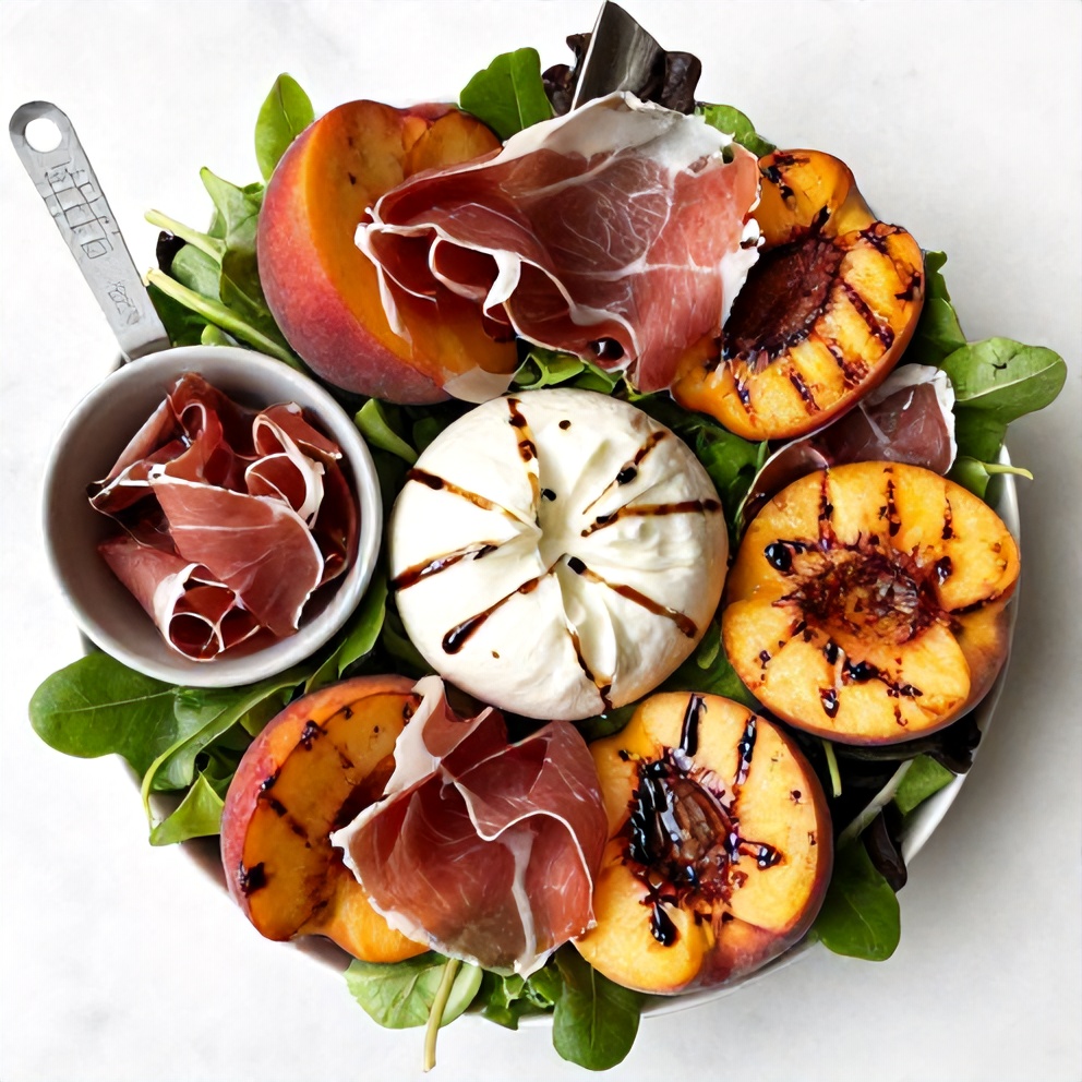 Mediterranean Grilled Peach and Prosciutto Salad Ingredients