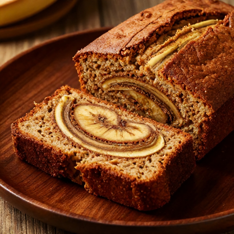 Sliced Banana Bread with Cinnamon Swirl
