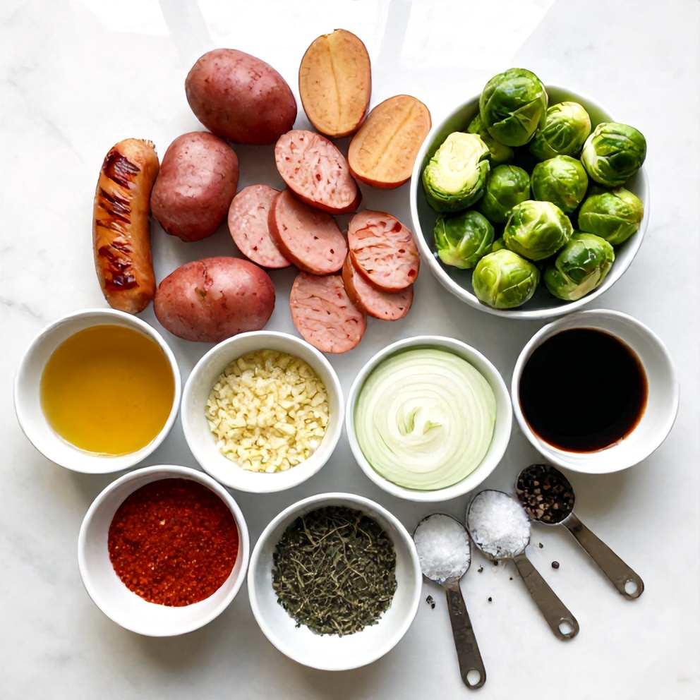 One-Pot Honey Garlic Kielbasa and Veggies Dinner Ingredients