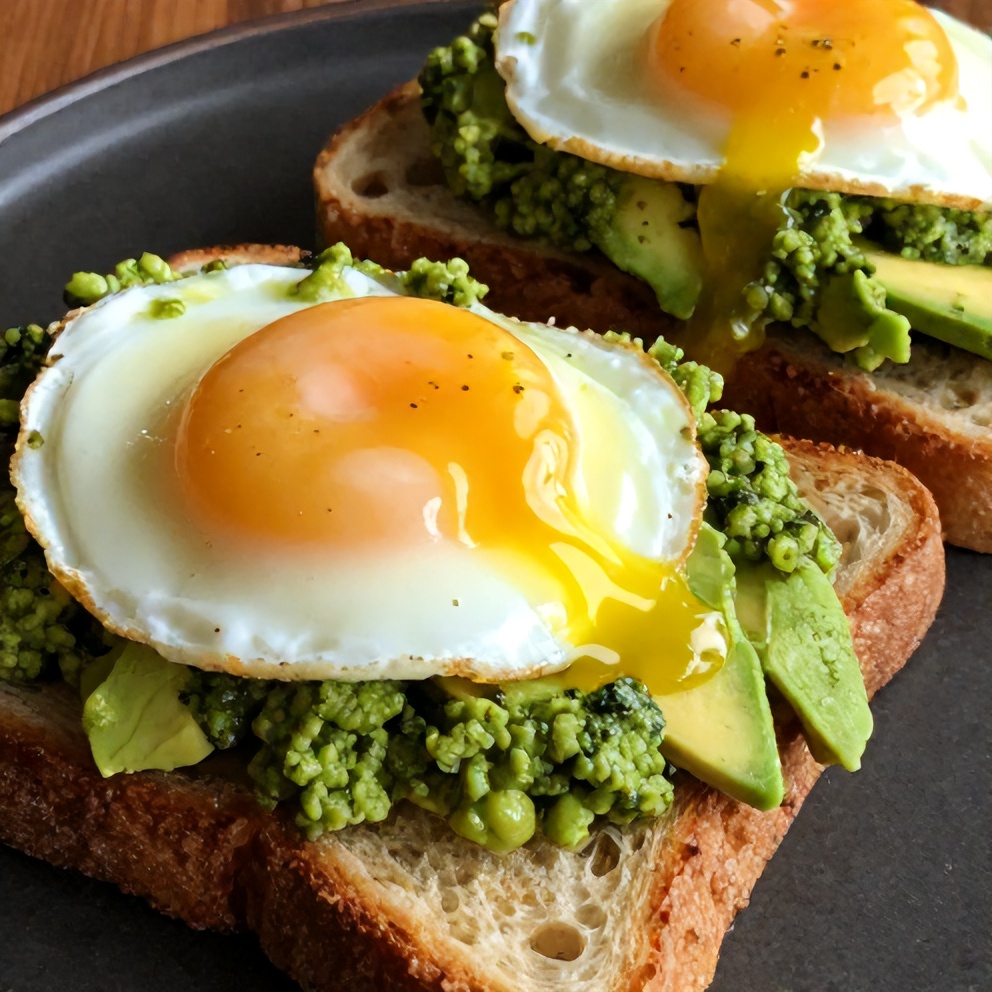 Pesto Eggs on Avocado Toast