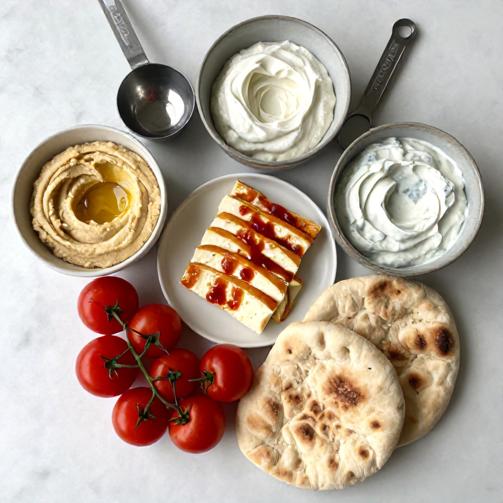 Halloumi Greek Power Bowl Ingredients