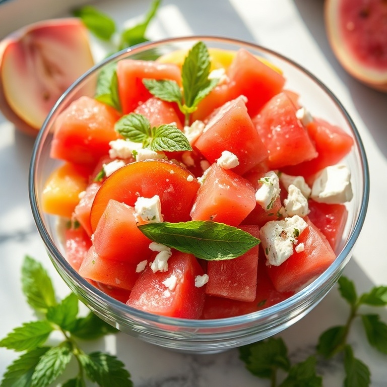 Refreshing Peach Watermelon Salad