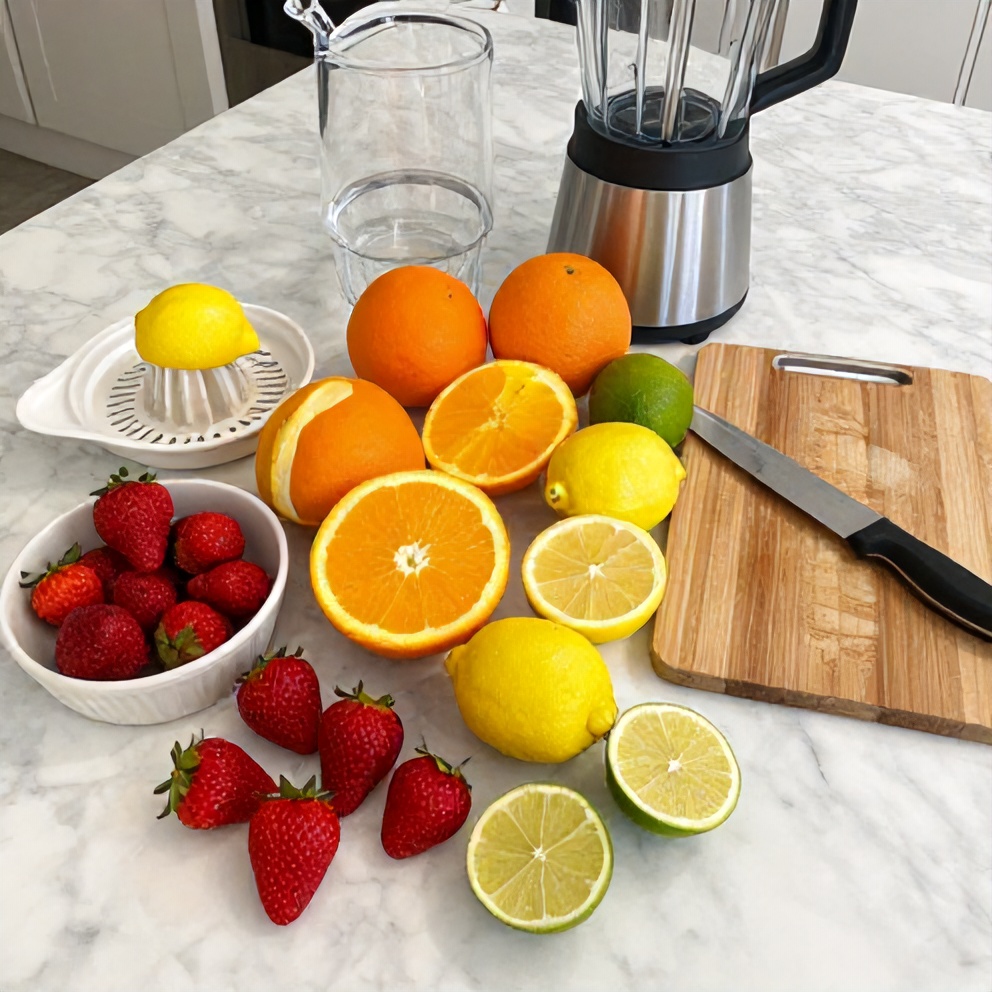 Raw ingredients for sparkling fruit punch