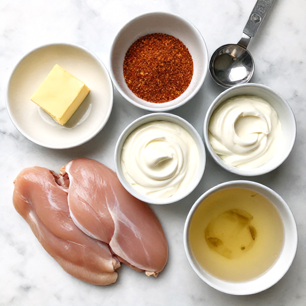 Raw Ingredients for Slow Cooker Cajun Butter Chicken