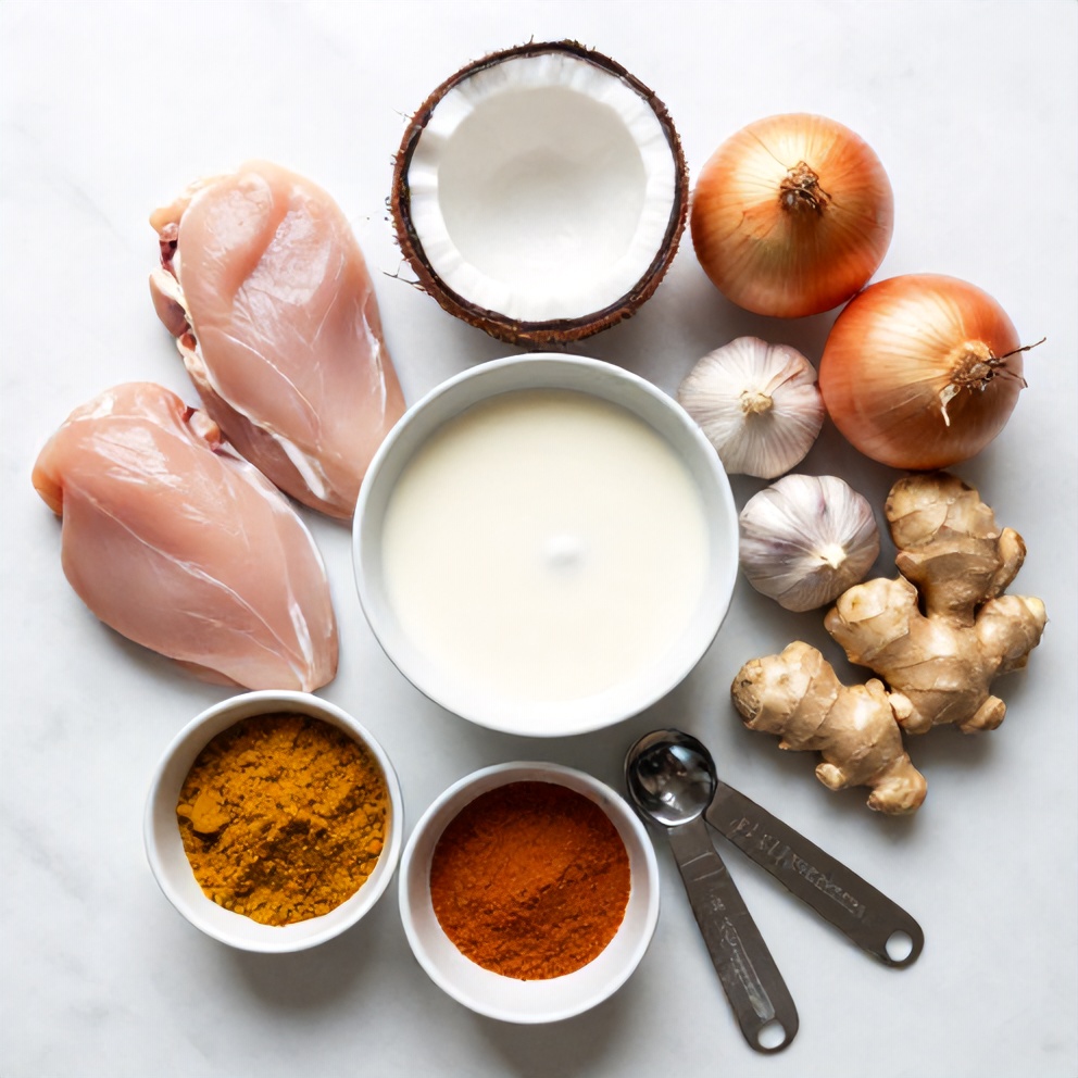 Raw Ingredients for Slow Cooker Chicken Curry