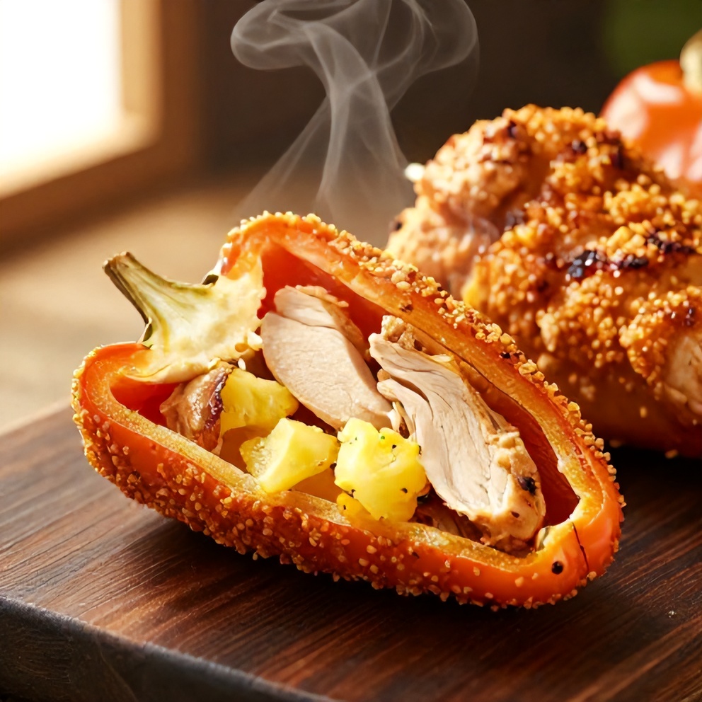 Teriyaki Pineapple Chicken Stuffed Peppers