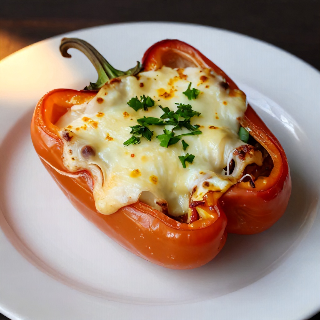 Serving of deconstructed stuffed peppers garnished with fresh cilantro