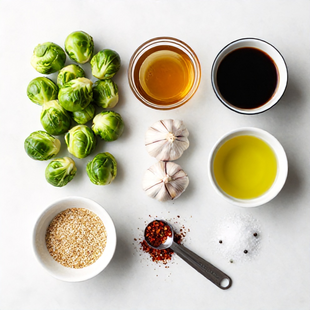 Raw ingredients for Air Fryer Brussels Sprouts