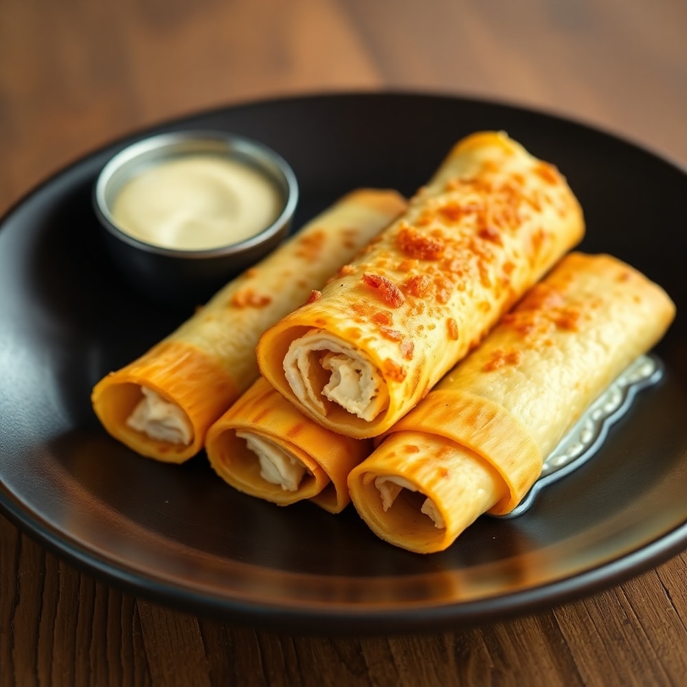 Plated Baked Cream Cheese Chicken Taquitos