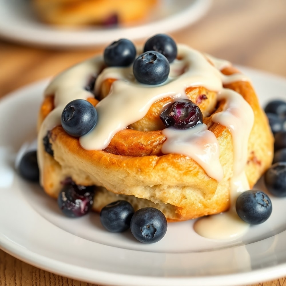 Blueberry Cinnamon Rolls with cream cheese frosting