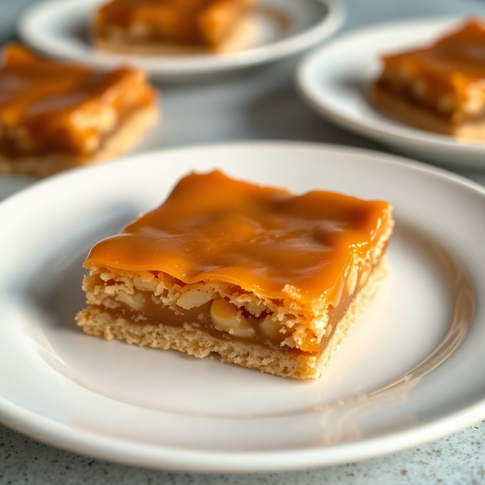 Caramel crush bars on a cooling rack