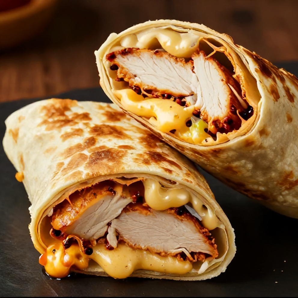 cheesy garlic chicken wraps