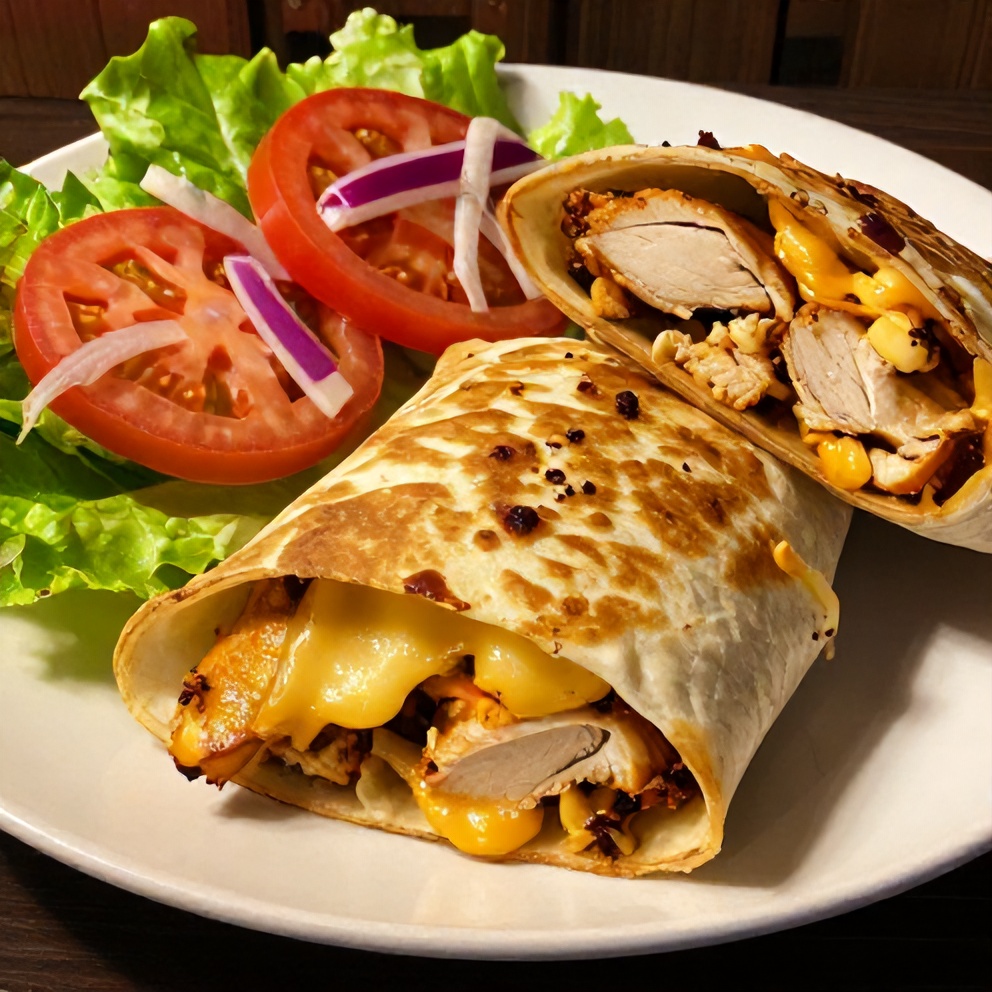 Plated Cheesy Garlic Chicken Wraps