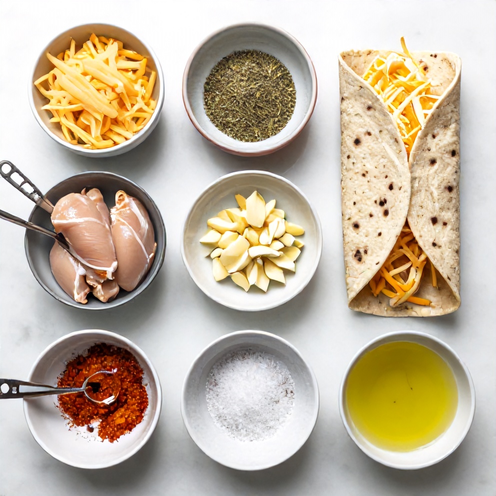 Raw Ingredients for Cheesy Garlic Chicken Wraps