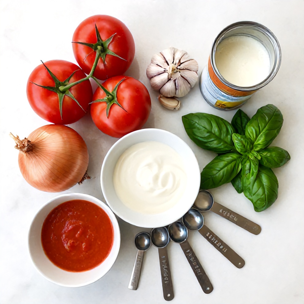 Ingredients for Chilled Roasted Tomato Basil Soup