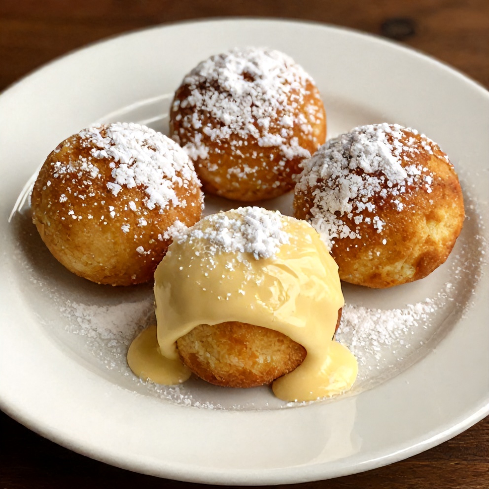 Italian Cream Bombs with Vanilla Custard