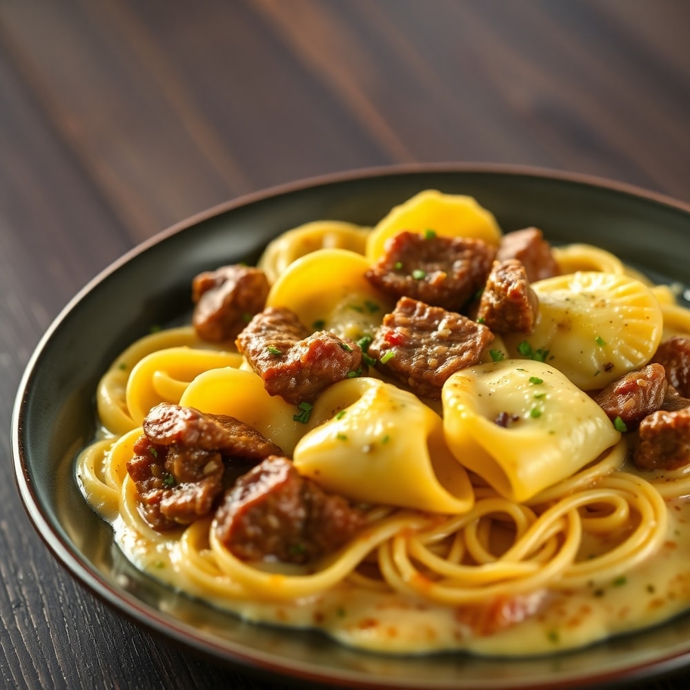creamy garlic steak tortellini