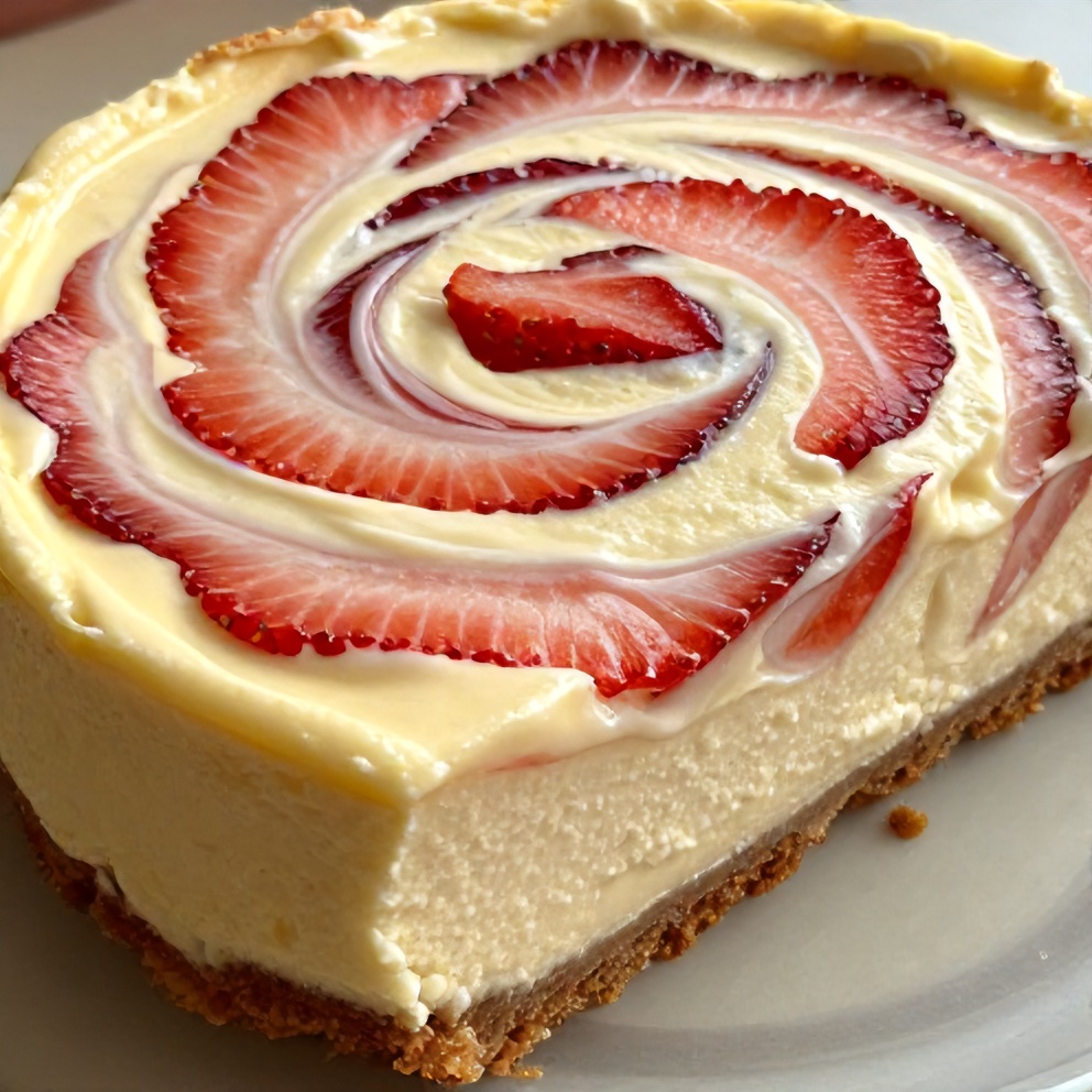 Creamy Strawberry Swirl Cheesecake