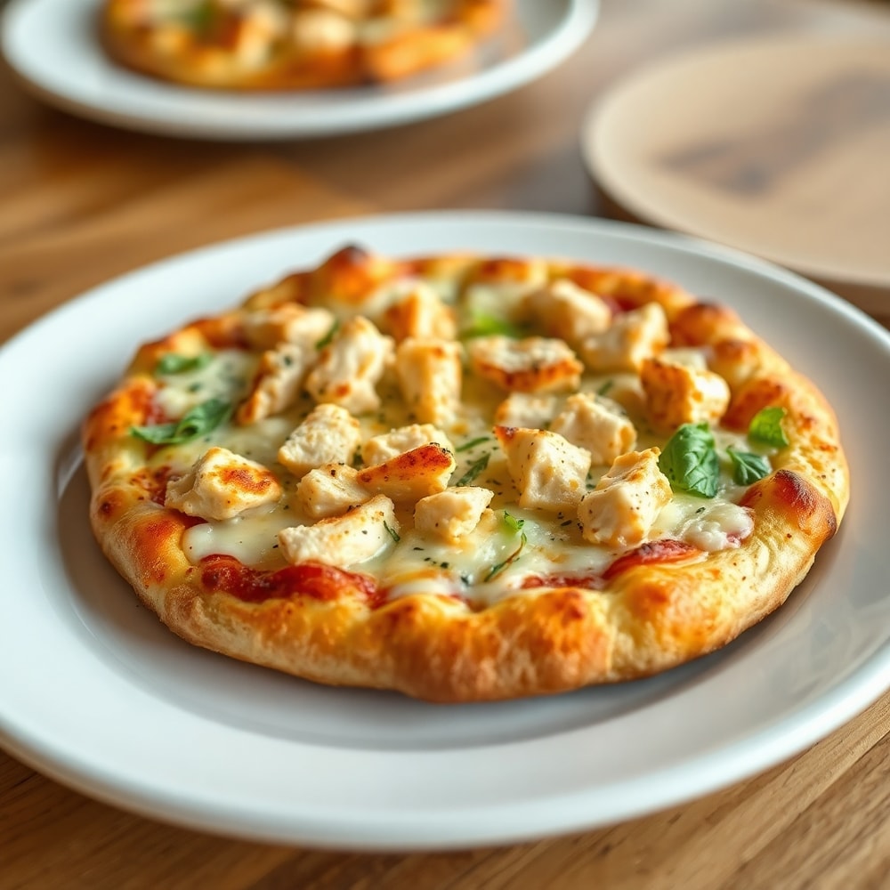 Chicken Caesar Salad Pizza Close-up
