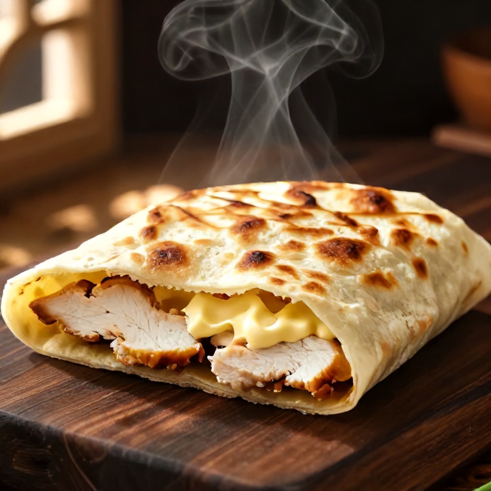 crispy cottage cheese flatbread chicken wraps