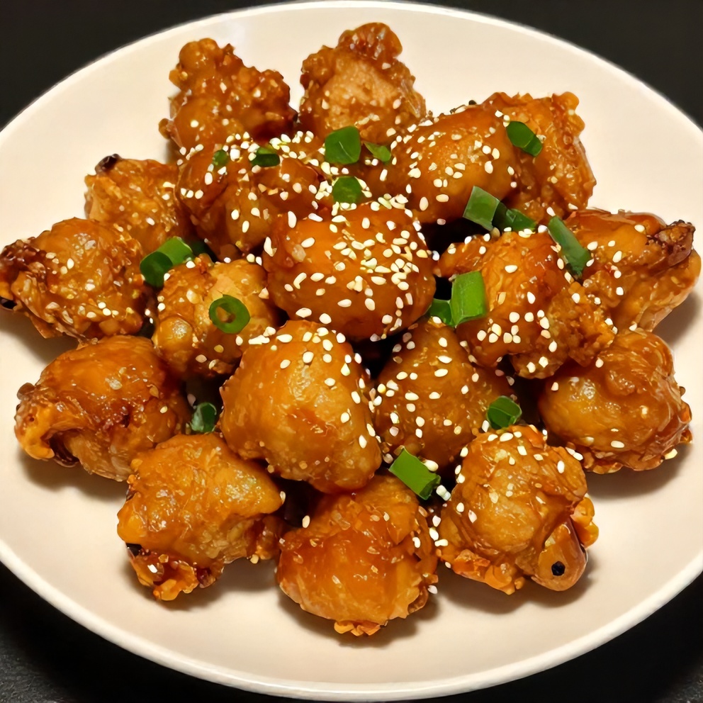 Plated crispy gluten-free orange chicken