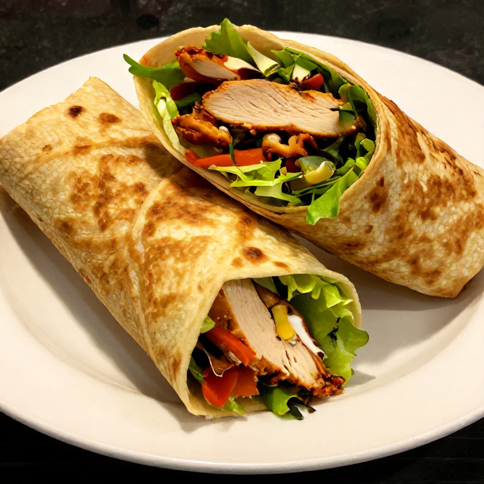 Plated Sweet Chili Chicken Wrap with a side of lettuce