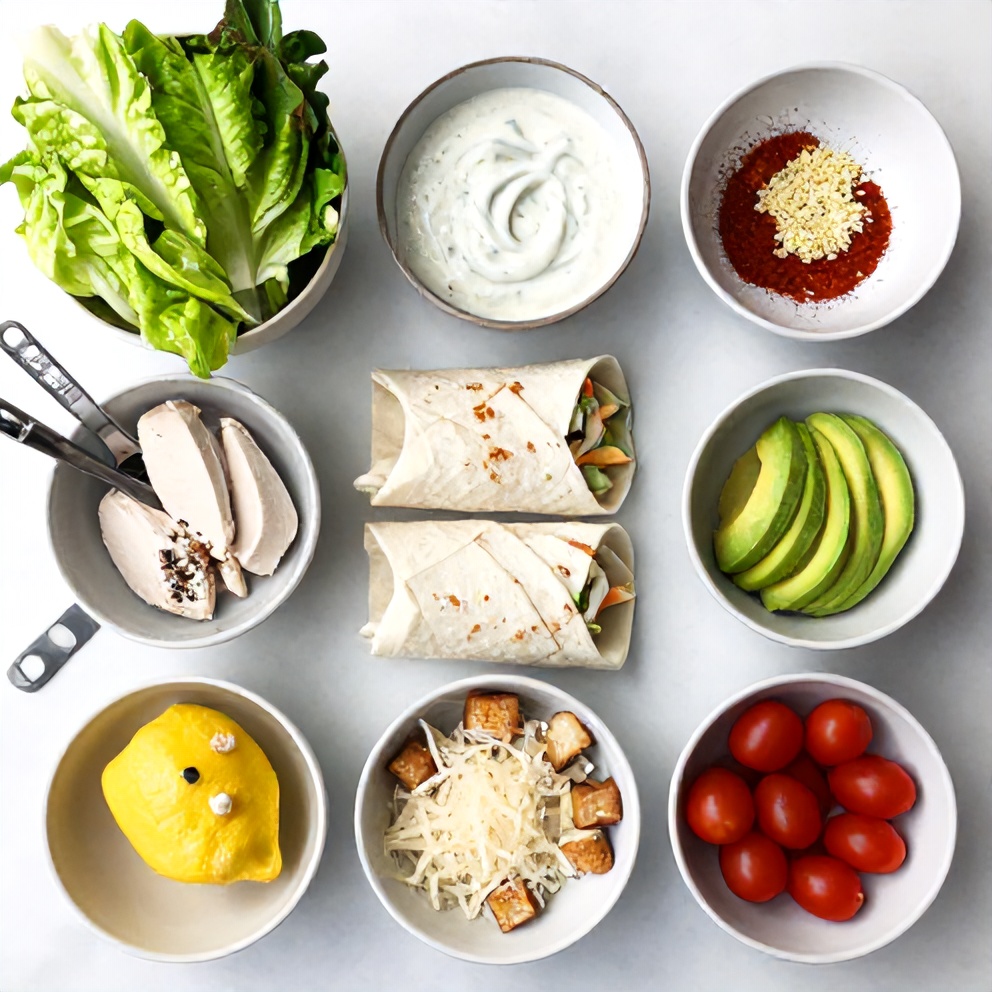 Raw ingredients for Ultimate Chicken Caesar Wraps