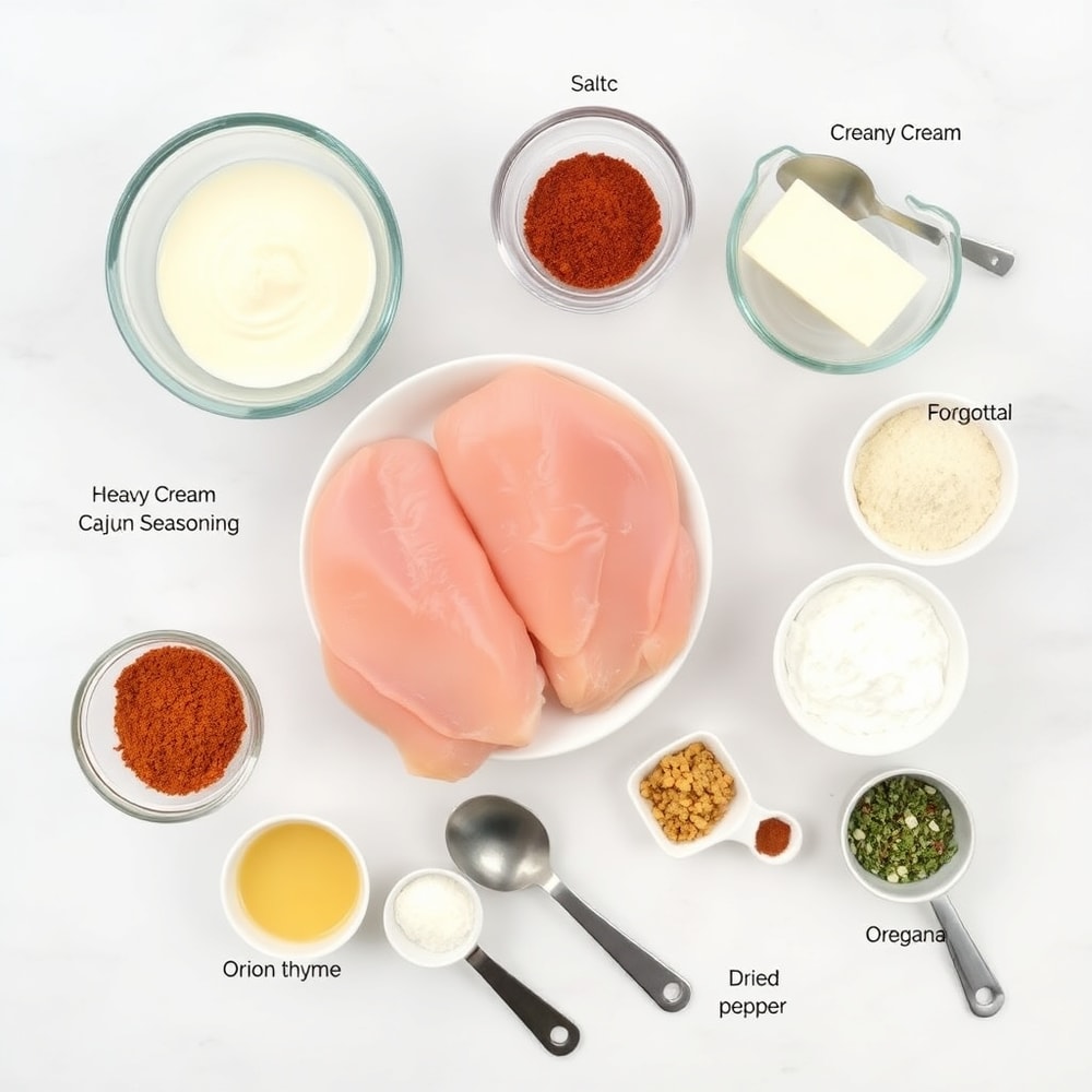 Raw ingredients for Crockpot Cajun Butter Chicken