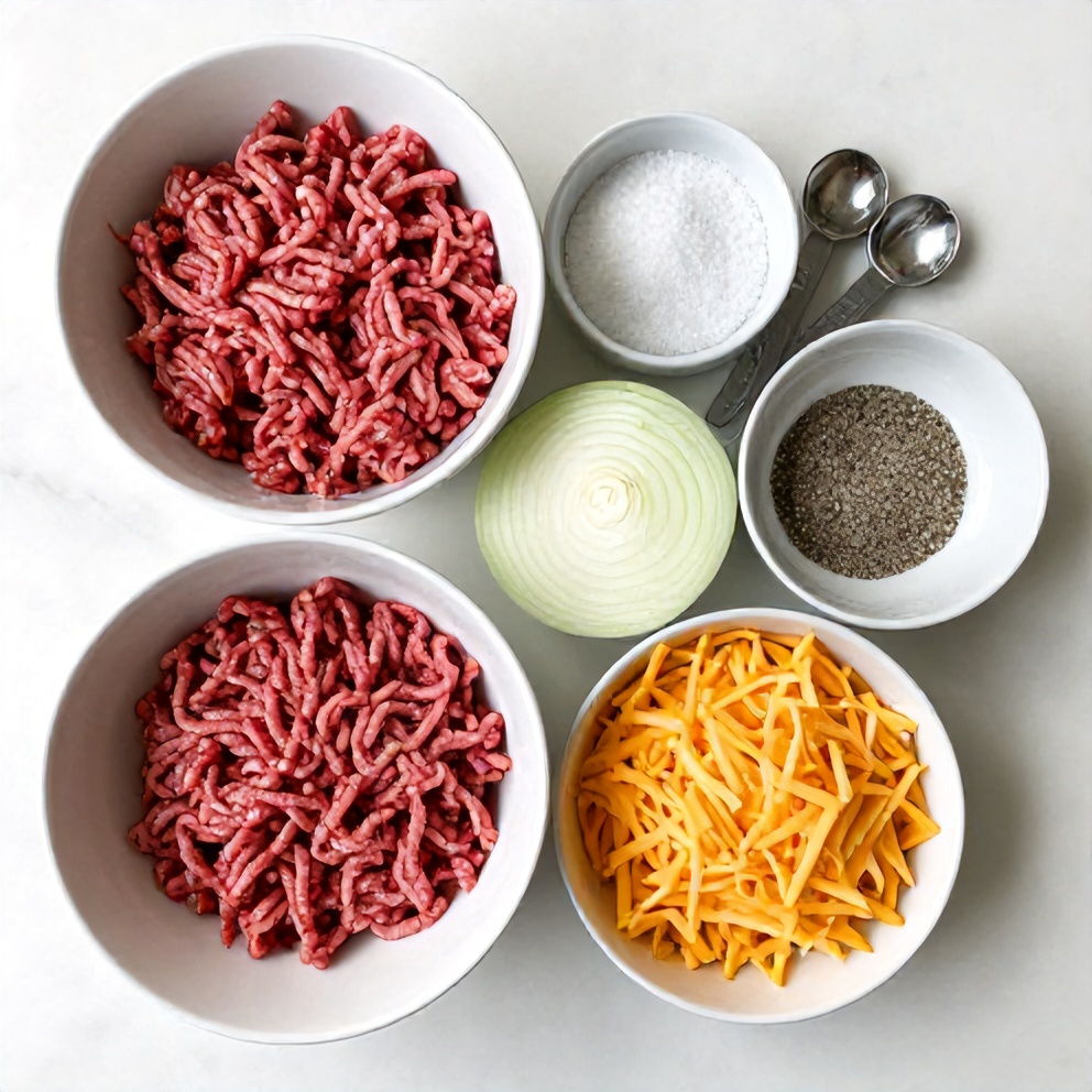 Raw ingredients for Amish Hamburger Steak Bake