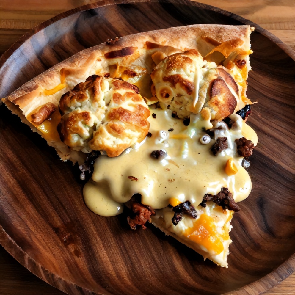 Plated Biscuits and Sausage Gravy Breakfast Pizza