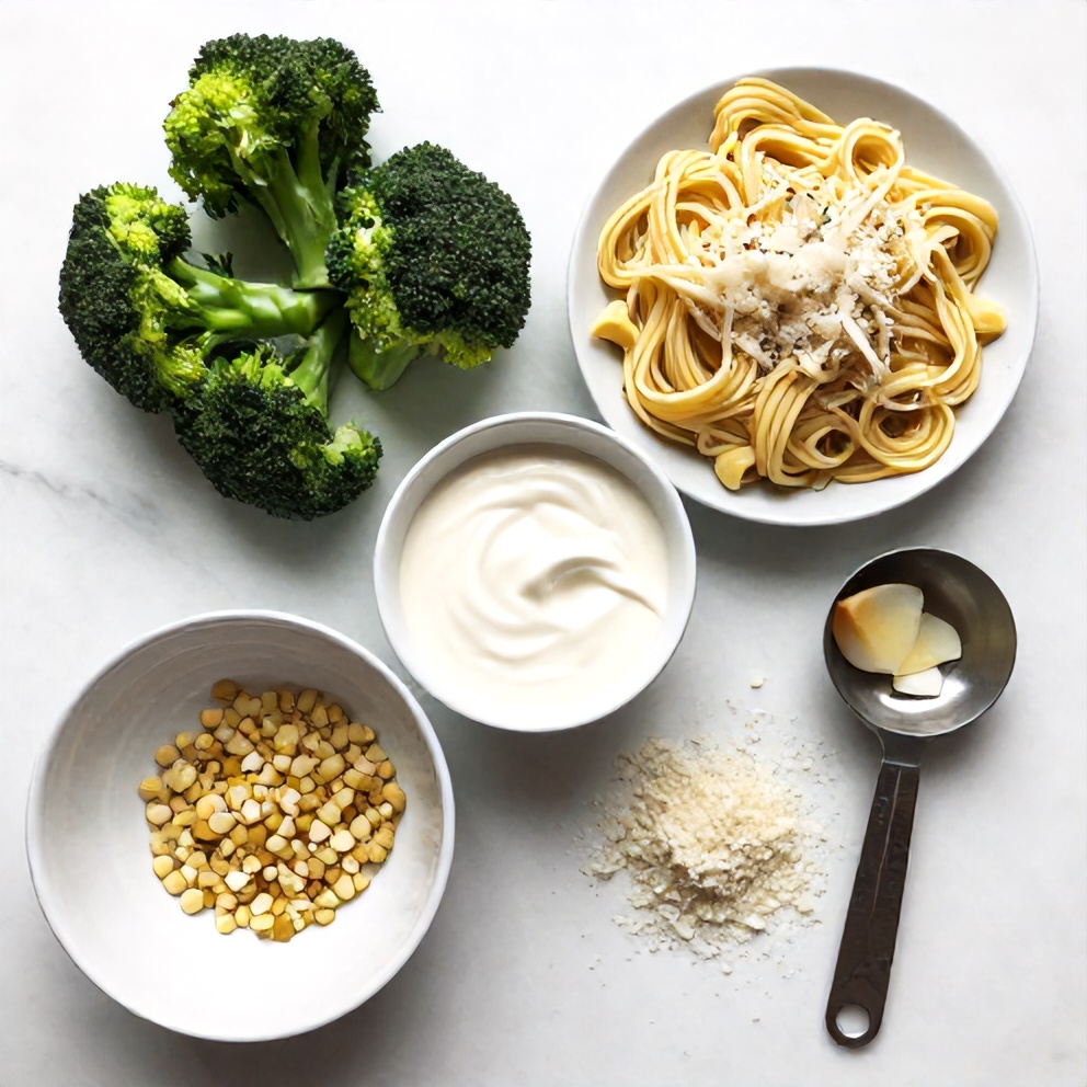 Broccoli, Pasta, Garlic, Parmesan, Heavy Cream