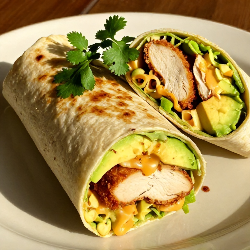 Chicken Avocado Wrap ready to serve