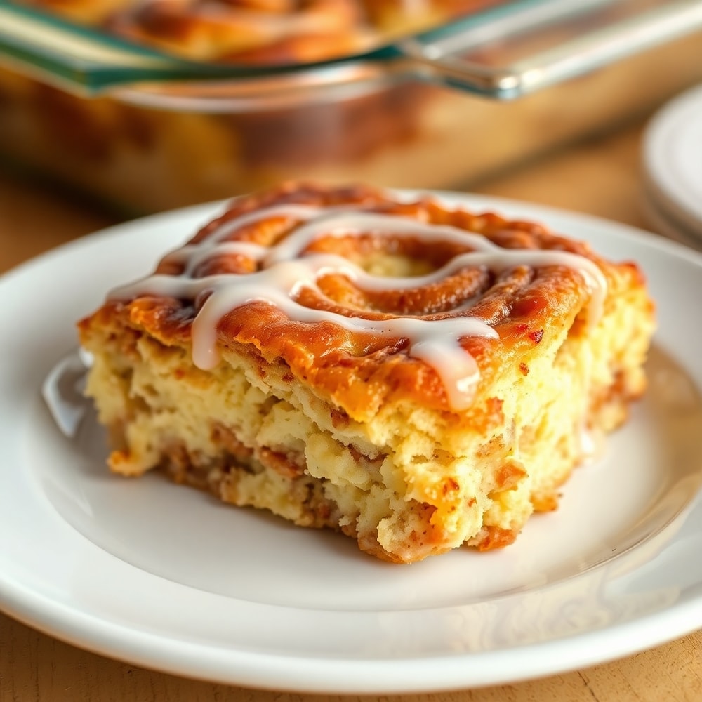 Cinnamon Roll Casserole Ready to Serve