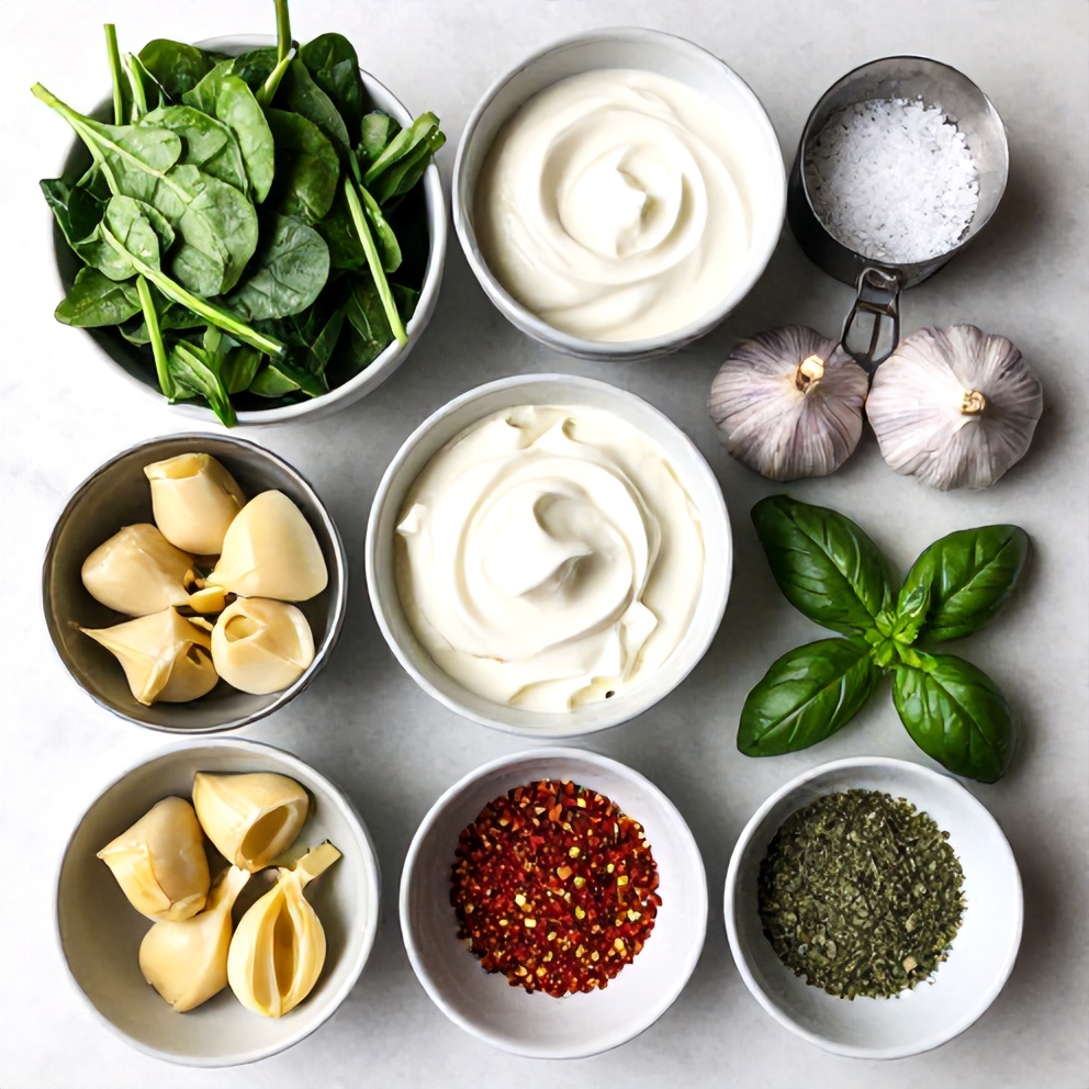 Raw Ingredients for Creamed Spinach and Artichokes