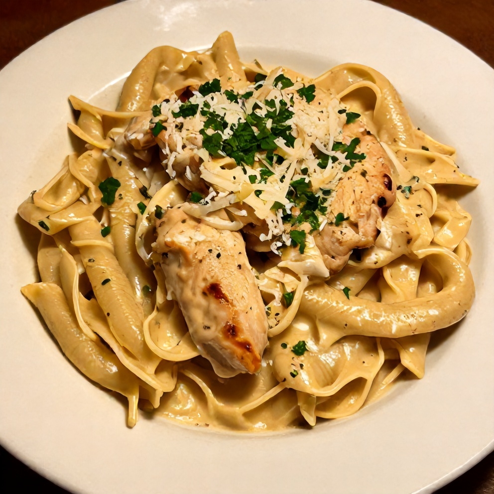 Plated Chicken Marsala Pasta