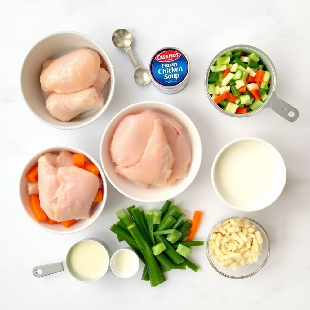Raw ingredients for Crockpot Chicken Pot Pie