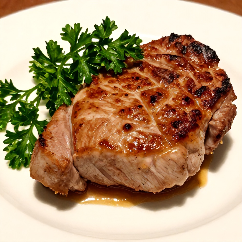 Plated Maple Dijon Pork Tenderloin with garnish