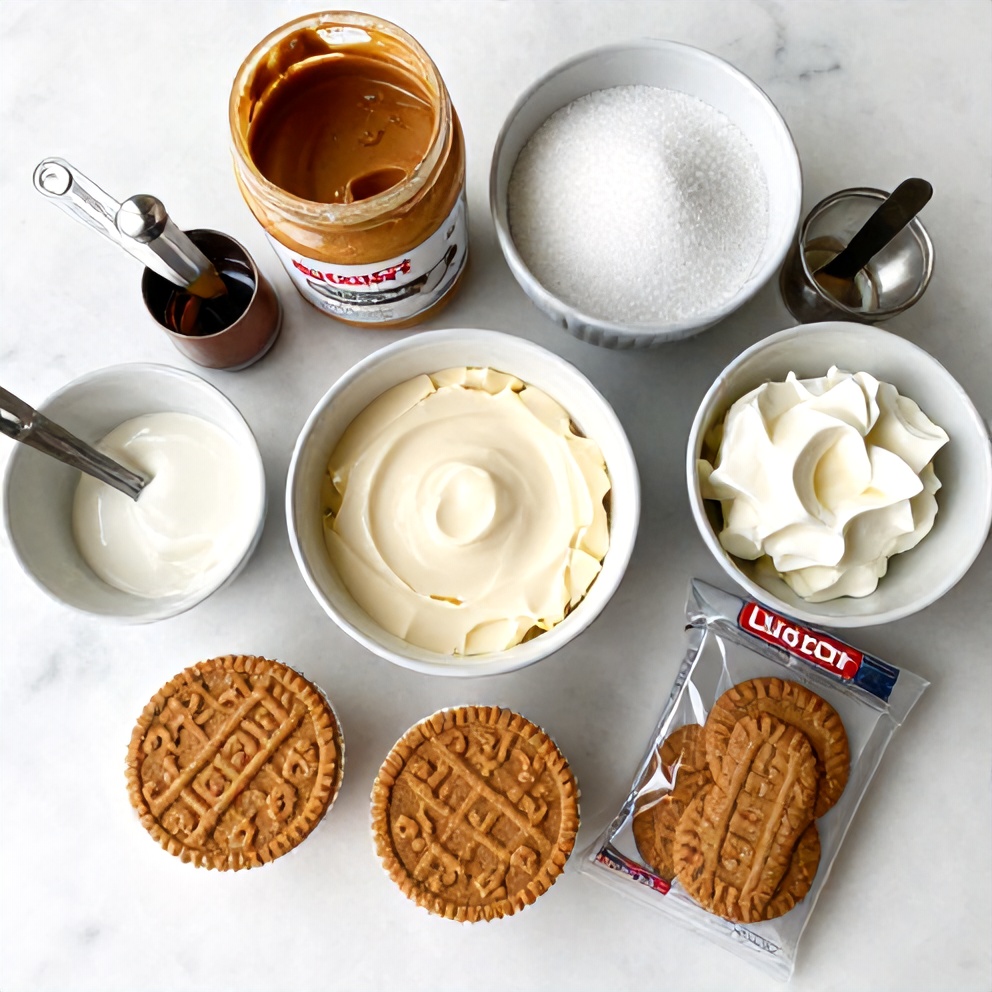 Ingredients for Easy No-Bake Biscoff Cheesecake Cups