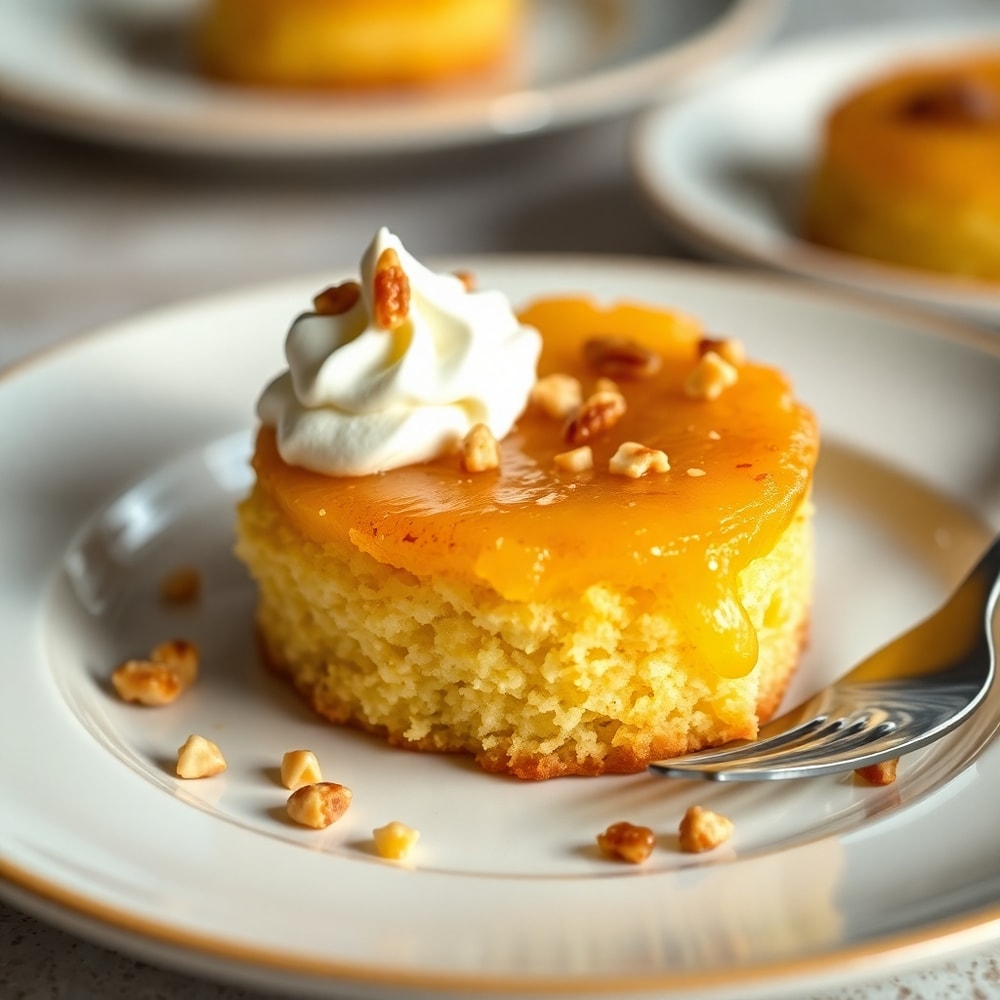 Plated Pineapple Mascarpone Upside-Down Mini Cake
