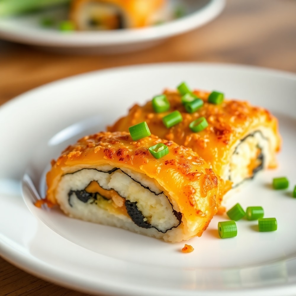 Plated serving of Easy Sushi Bake on a white plate