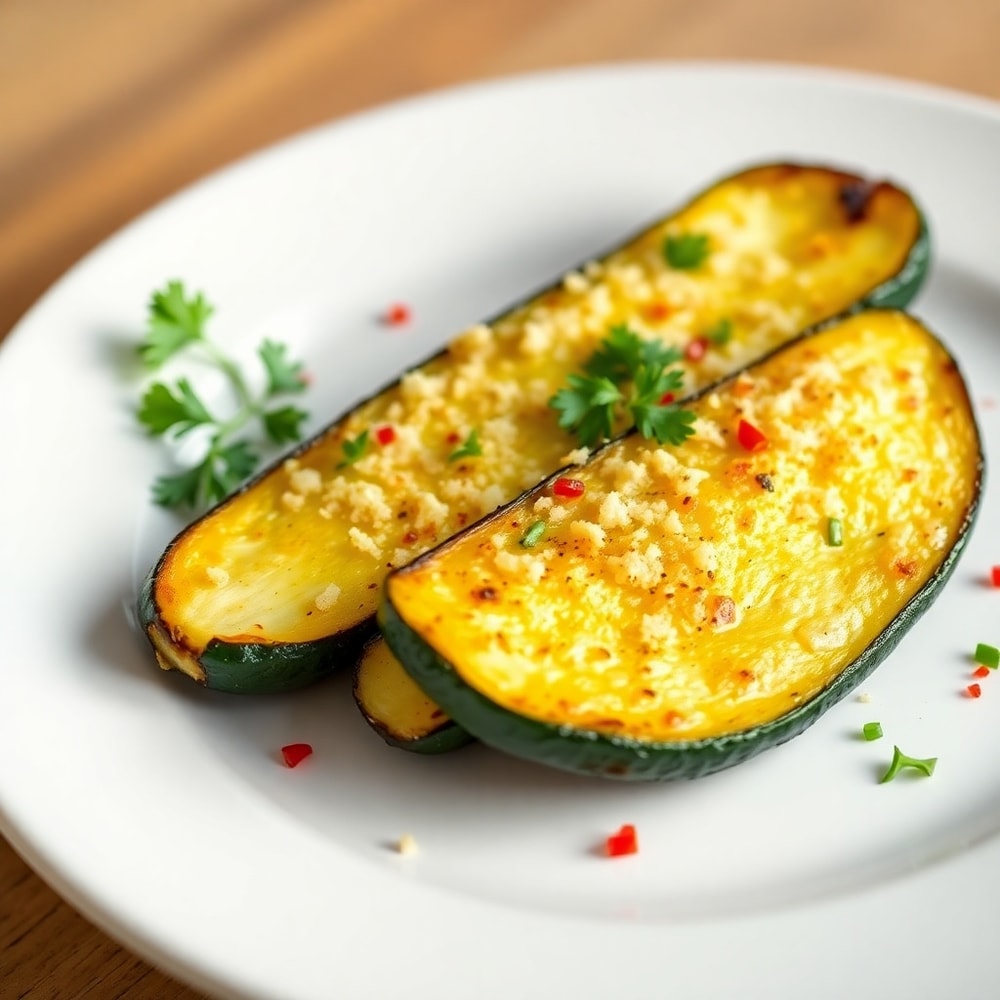 Parmesan Roasted Zucchini Served on a Plate
