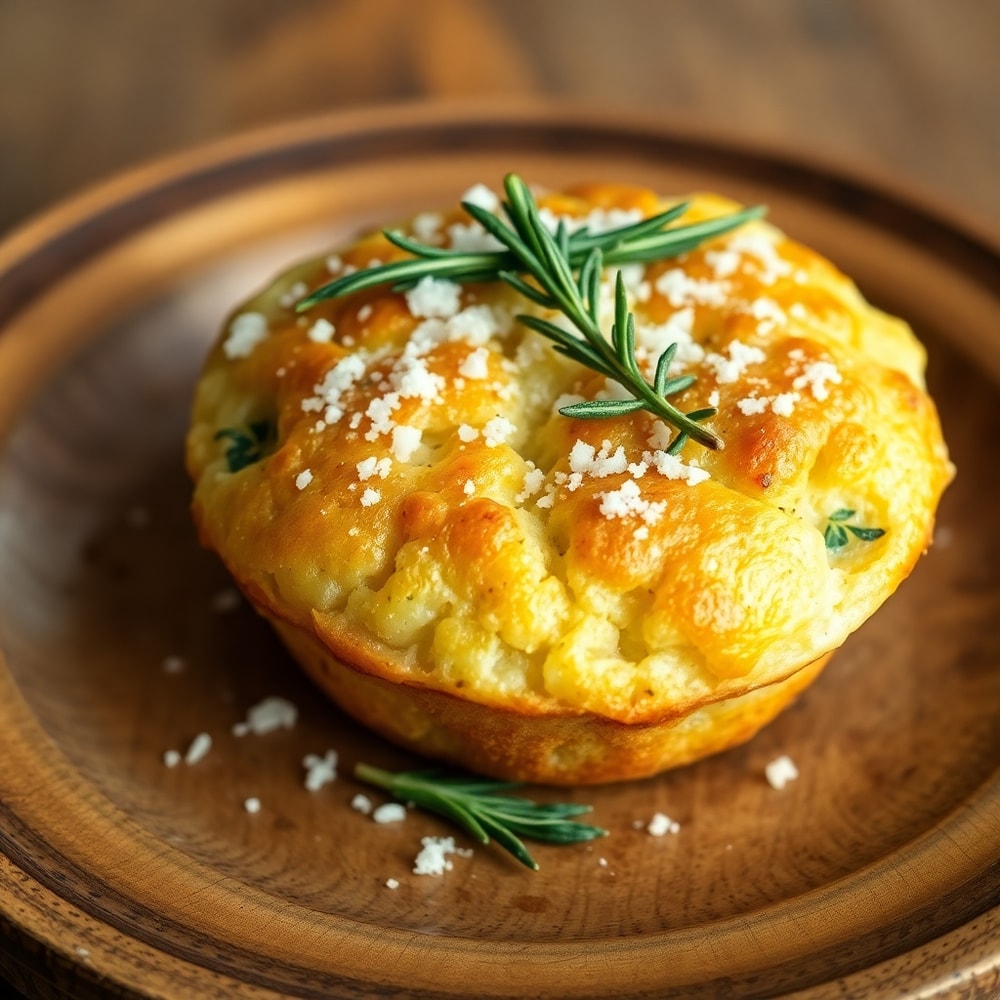 Plated Garlic Rosemary Focaccia Muffins