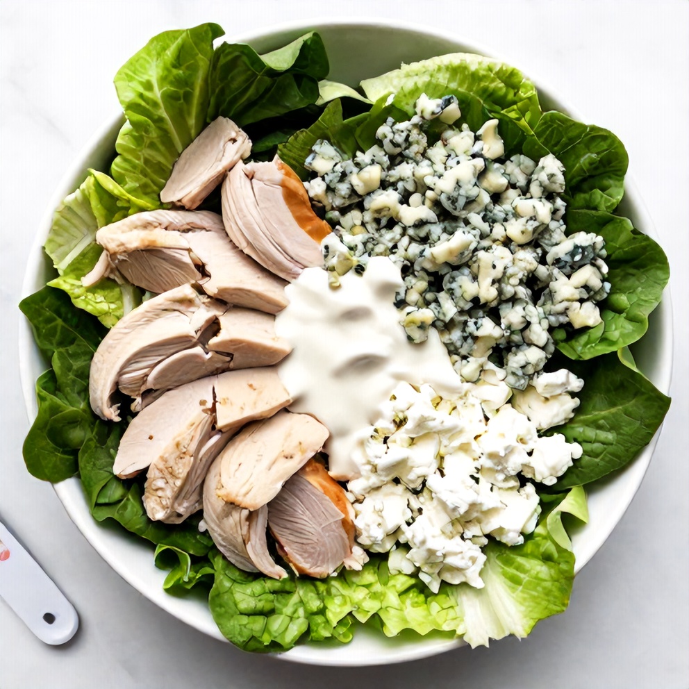 Raw ingredients for high protein buffalo chicken salad