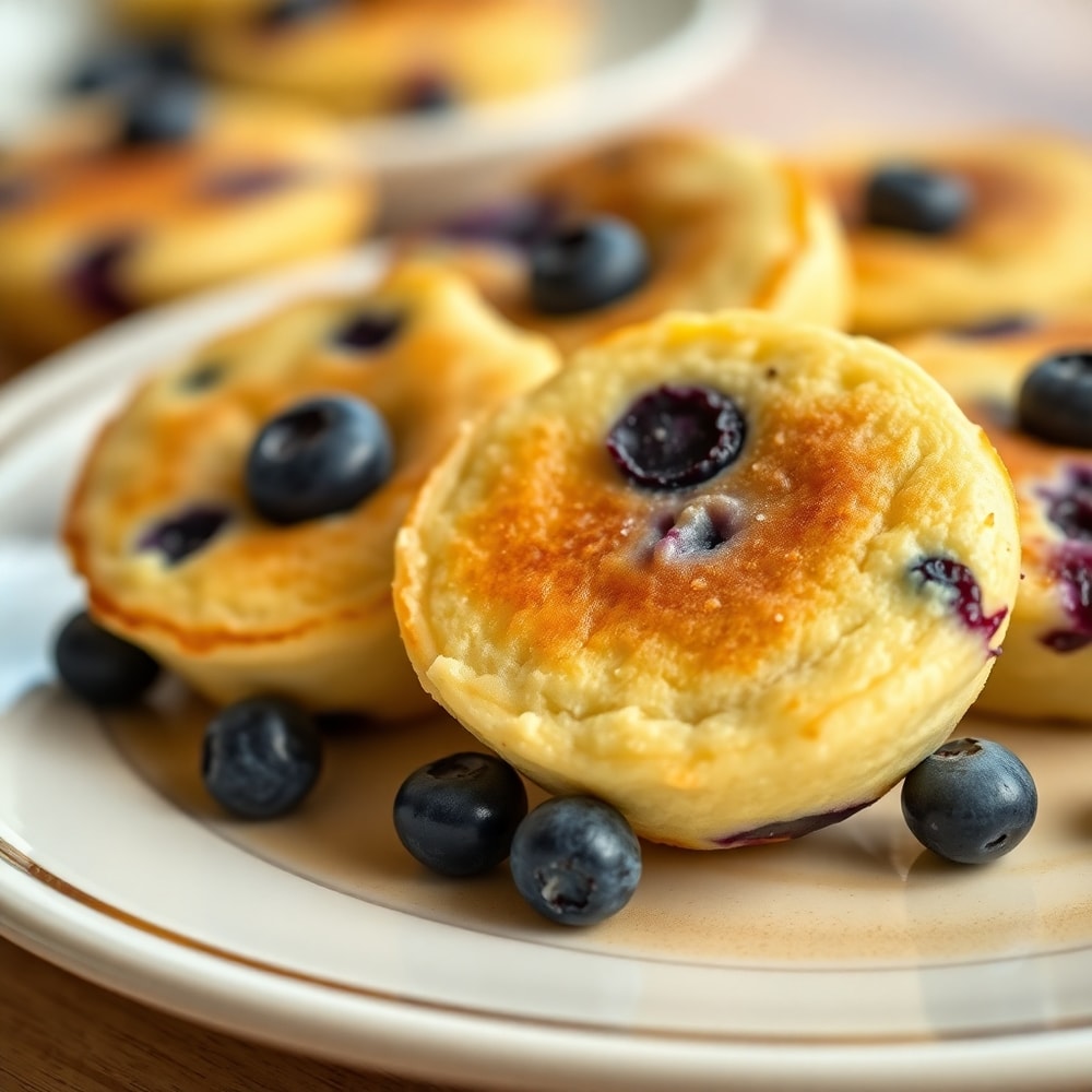 Lemon Blueberry Cottage Cheese Pancake Bites