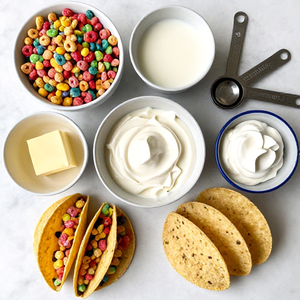 Fruity Pebbles Cheesecake Tacos Ingredients